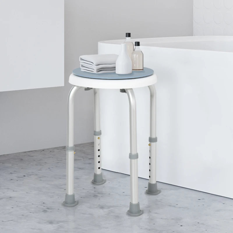 Height Adjustable 360 Degree Swivel Seat Bath Shower Stool Aluminium HOMCOM