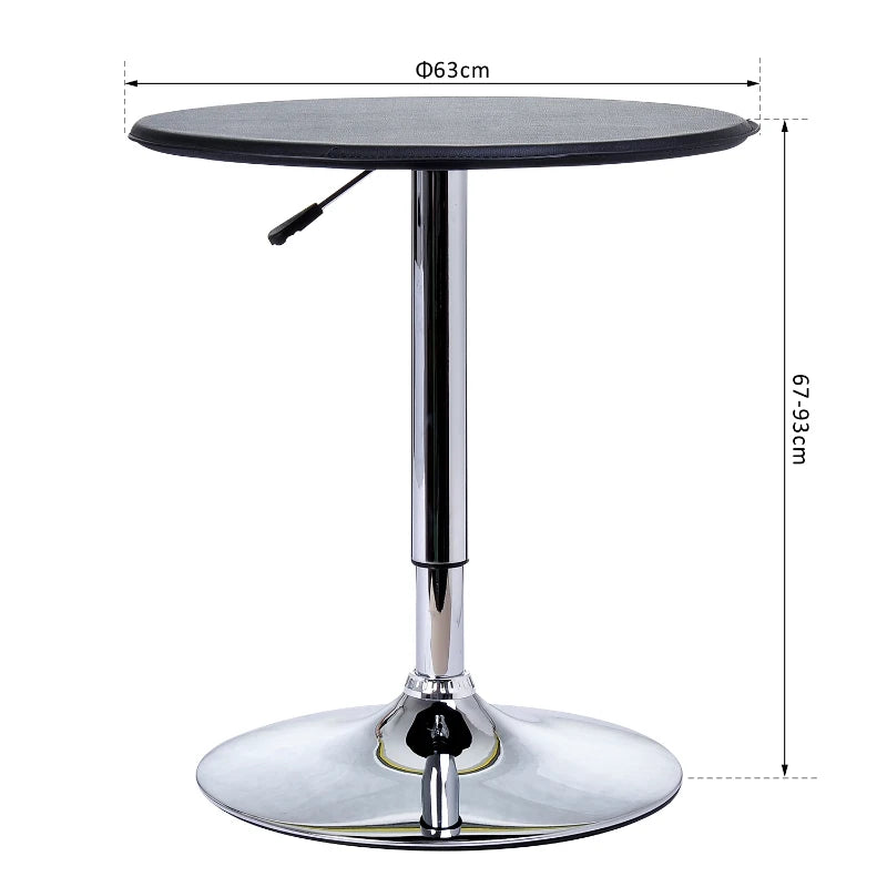 HOMCOM Adjustable Round Bistro Bar Table w/ PVC Leather Steel Base | Desk, Black