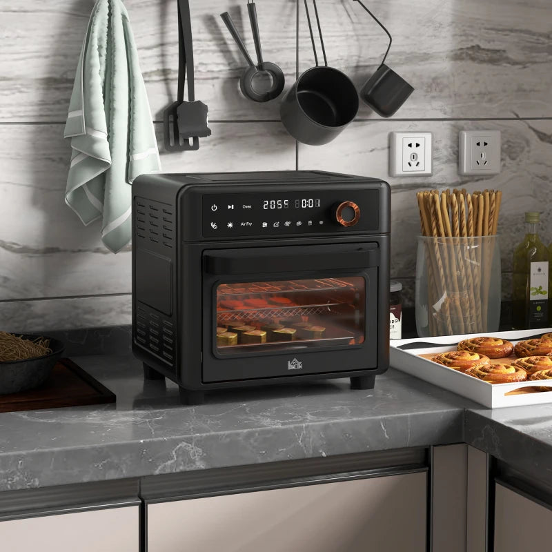 HOMCOM 2 in 1 Air Fryer Oven 13-L Oven Countertop Convection Oven 1200W | Black