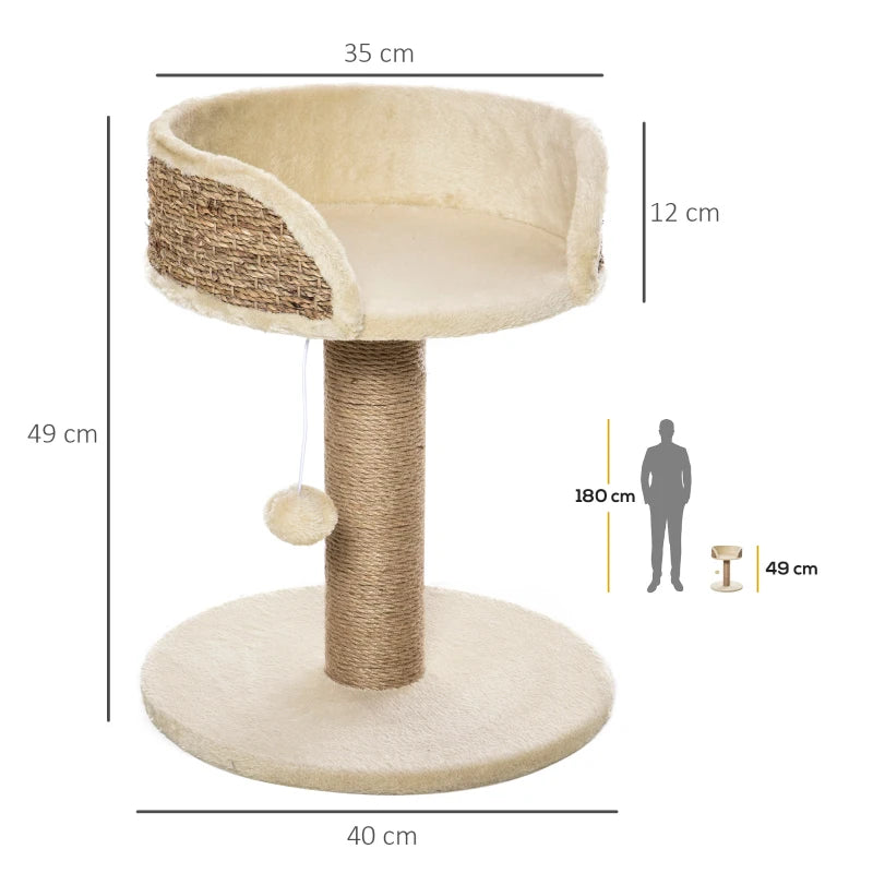 Cat Tree Tower Activity Center Climbing Stand w/Scratching Posts, Beige Pawhut
