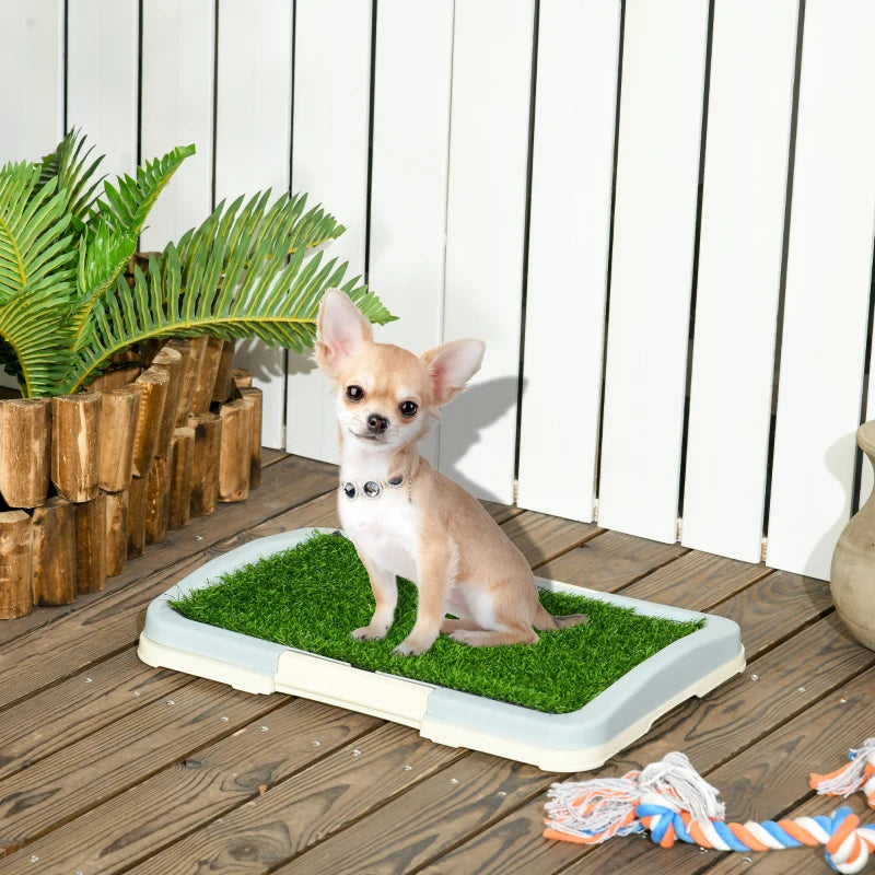 PawHut 3-Layer Dog Toilet Indoor w/ Artificial Grass Mat, Grid Panel, Tray,1 Pcs