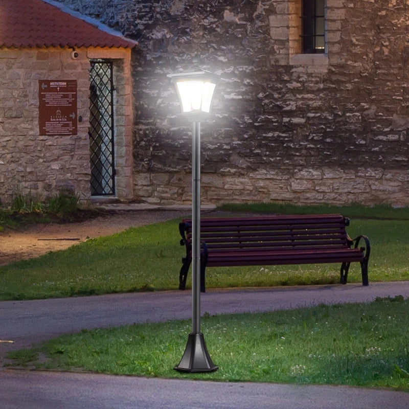 Outsunny Traditional Solar PoweredVictorian Style Lamp Post | IP44 | 160cm-Black