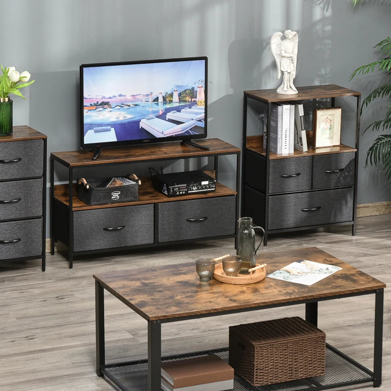 HOMCOM 3 Drawer Storage Chest Unit Home Cabinet w/ Shelves Home Furniture, Black