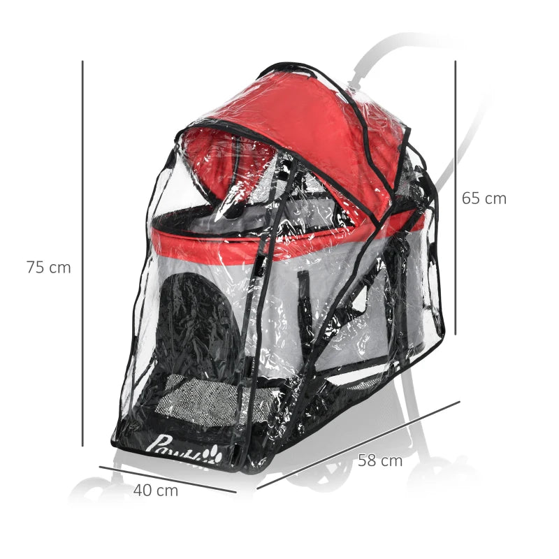 Pawhut Waterproof Rain Cover For Dog Pram Rain Cover with Front Rear Entry, 1 Pcs