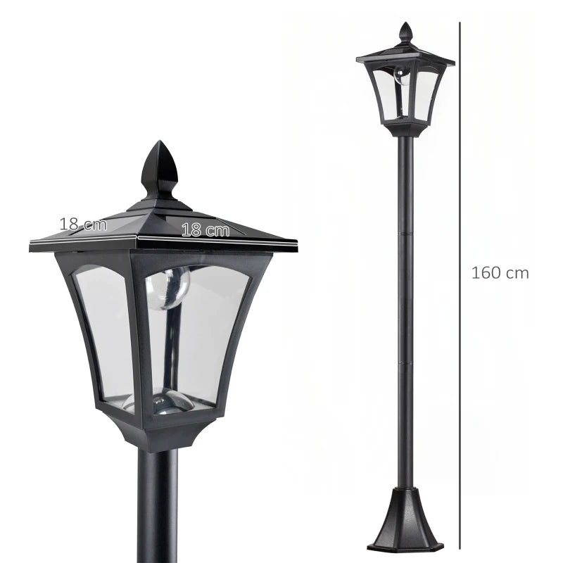 Outsunny Traditional Solar PoweredVictorian Style Lamp Post | IP44 | 160cm-Black