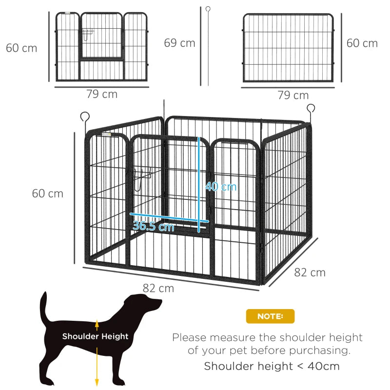Pawhut 4 Panel Puppy Pen, Foldable Dog Kennel Indoor Outdoor Use 82Lx82Wx60H(cm)