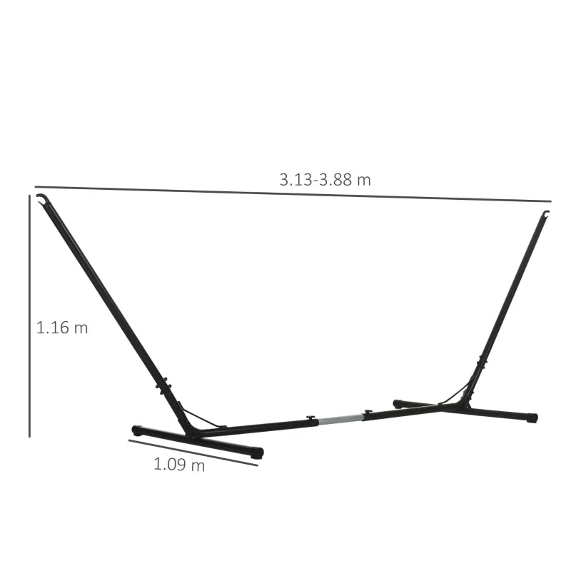 Outsunny 12ft Hammock Stand Adjustable Universal Fit Garden Camping Picnic,Black