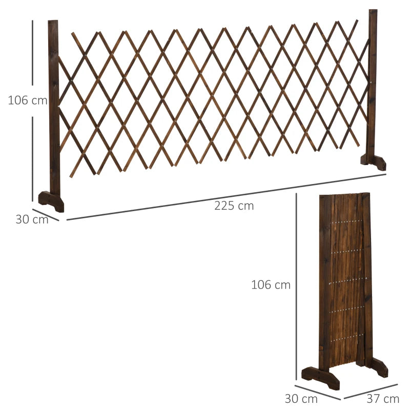 Outsunny Versatile Wooden Movable Fence Foldable Garden Screen Panel, Dark Brown