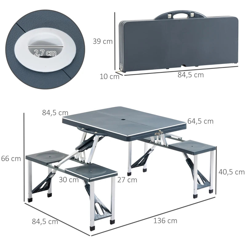 Outsunny Portable c 4 Seat Chair Foldable Outdoor Garden BBQ Party