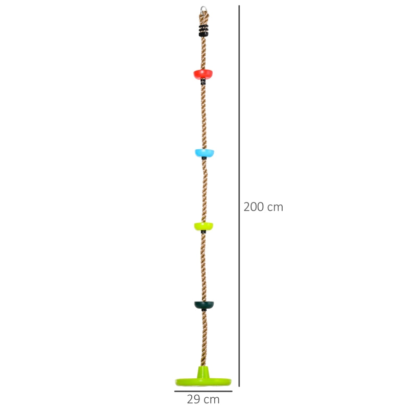 Kid Climbing Rope Disc Swings Set w/ Platforms for Playground HOMCOM, 200 L x 29 W cm