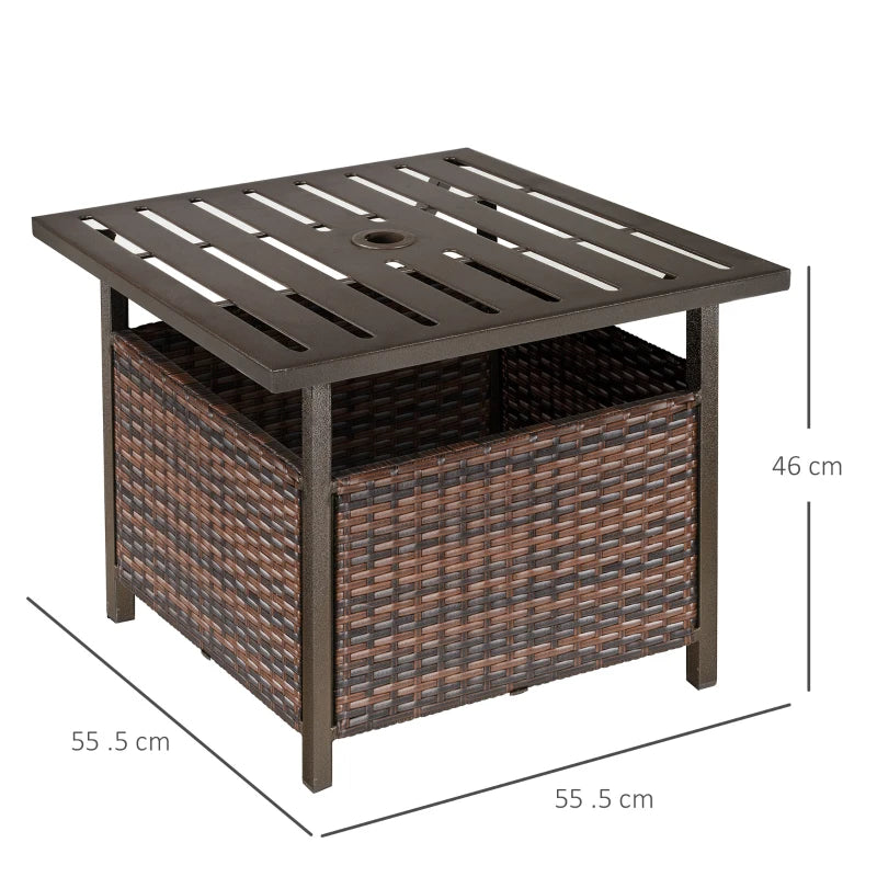 Outsunny Modern Outdoor Rattan Coffee Table w/ Parasol Hole Fit Garden Backyard