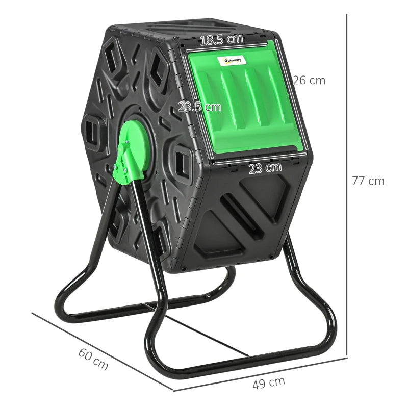 Outsunny Portable 65L Garden Compost Bin,Barrel Rotating Composter w/ Steel Legs
