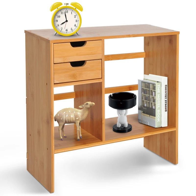 Homcom Elegent Desk Organiser Bookshelf 180° Rotatable 2 Drawers Bamboo | 1 Pcs