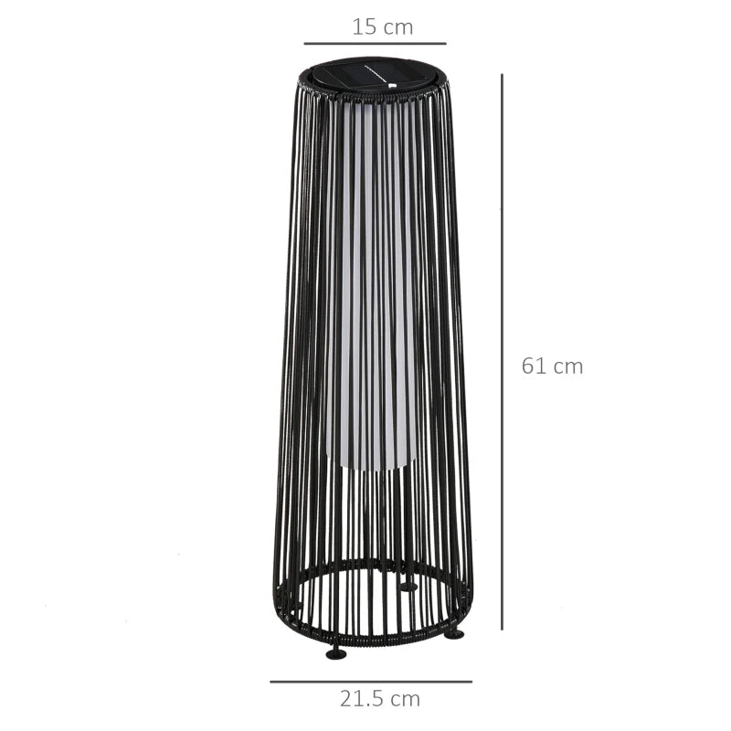 Outsunny Patio Garden Solar Powered Lights Wicker Lantern Auto On/Off, 21.5x61cm