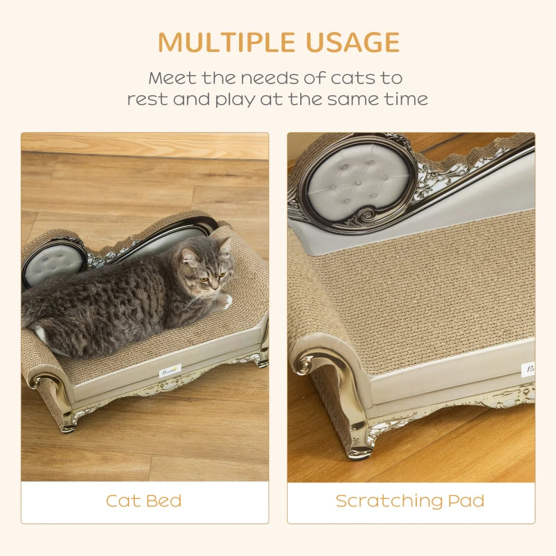 PawHut Cat Corrugated Paper Scratching Bed Toy Pet Furniture with Catnip, Brown