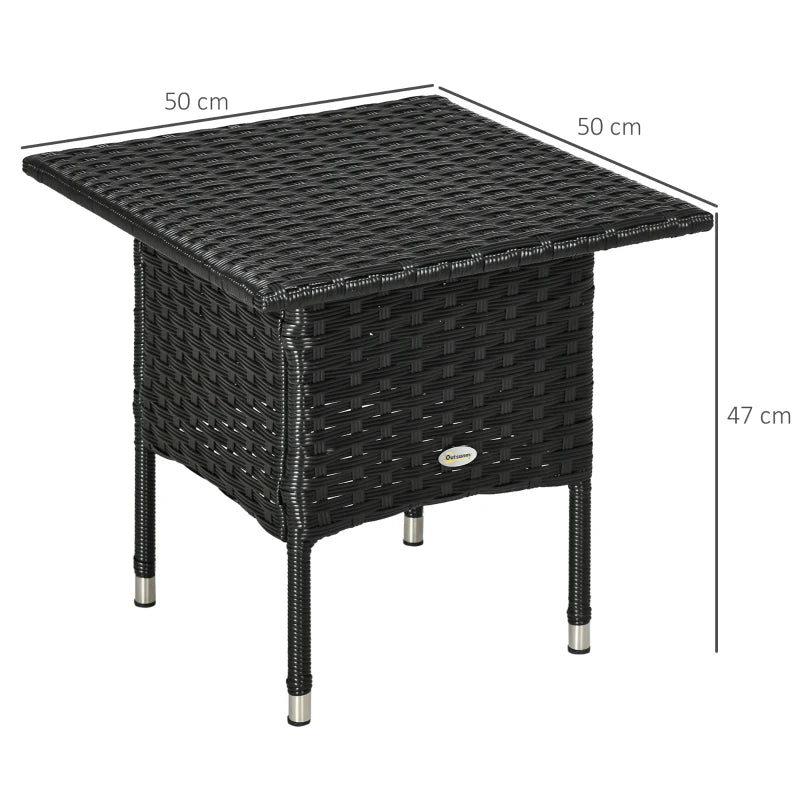 PE Outsunny Rattan Furniture Outdoor Coffee Table , Side Table for Patio , Black