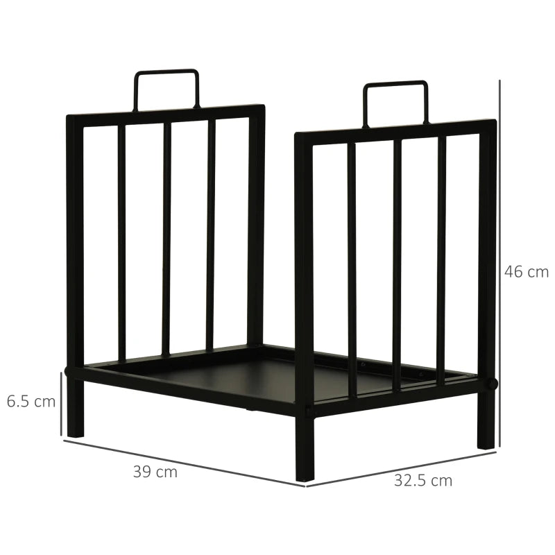 OutSunny Firewood Log Fireplace Wood Storage Rack with 2 Handles Indoor & Outdoor