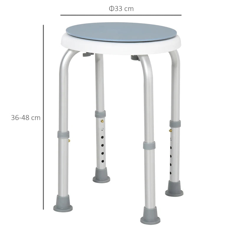 Height Adjustable 360 Degree Swivel Seat Bath Shower Stool Aluminium HOMCOM