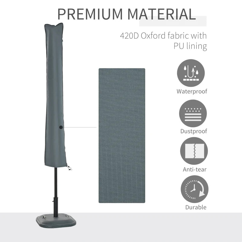 OutSunny Garden Offset Umbrella Parasol Protector Waterproof Cover | Grey 1 Pcs