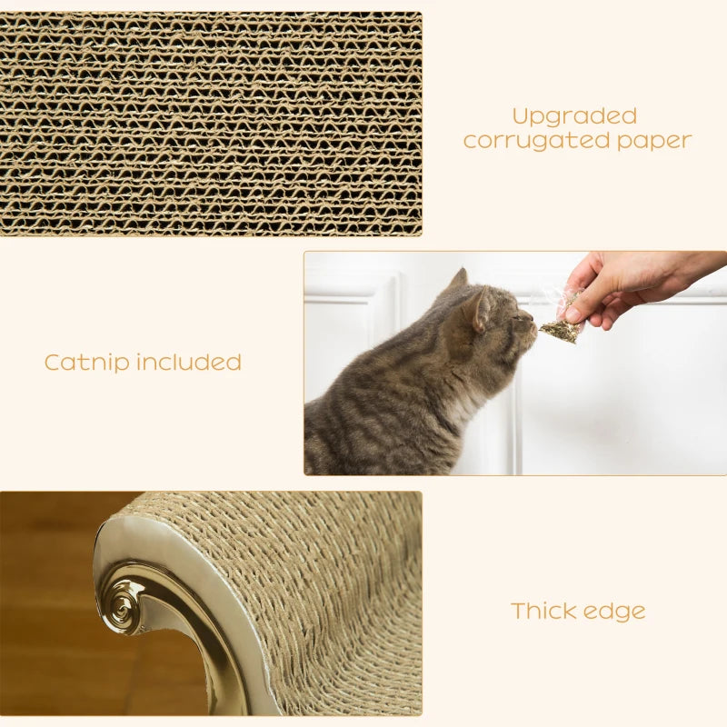 PawHut Cat Corrugated Paper Scratching Bed Toy Pet Furniture with Catnip, Brown
