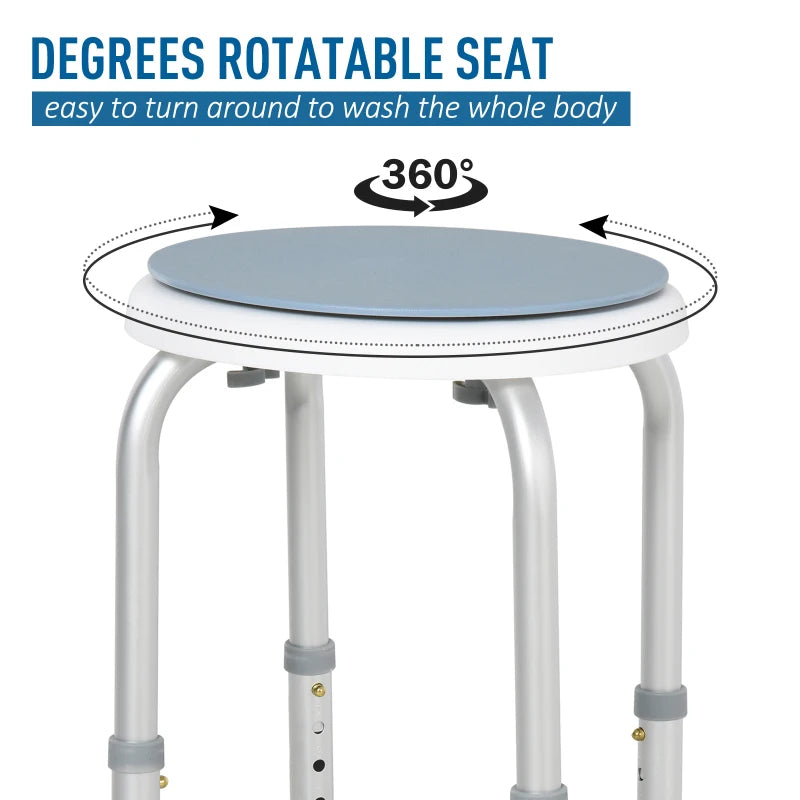Height Adjustable 360 Degree Swivel Seat Bath Shower Stool Aluminium HOMCOM