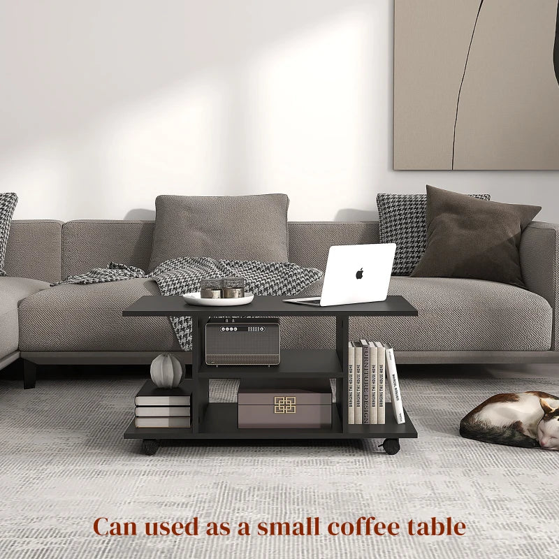 HOMCOM Moveable Modern TV Cabinet Stand Storage Shelves Table Bookshelves Black