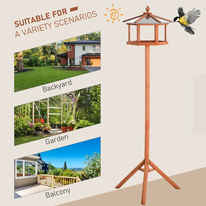 Pawhut Bird Stand Feeder Feeding Station Garden Wood Coop Parrot Nesting Stand
