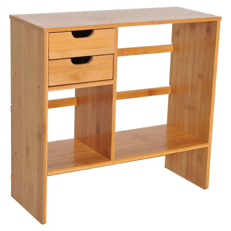 Homcom Elegent Desk Organiser Bookshelf 180° Rotatable 2 Drawers Bamboo | 1 Pcs