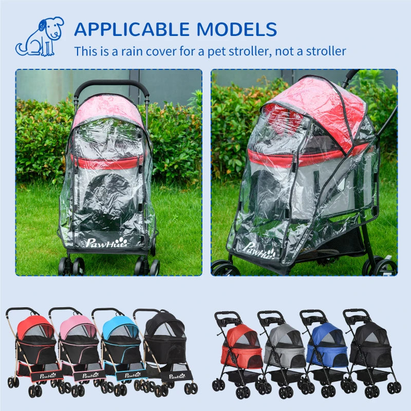 Pawhut Waterproof Rain Cover For Dog Pram Rain Cover with Front Rear Entry, 1 Pcs