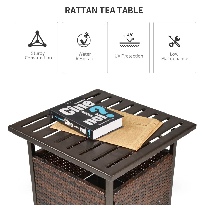 Outsunny Modern Outdoor Rattan Coffee Table w/ Parasol Hole Fit Garden Backyard