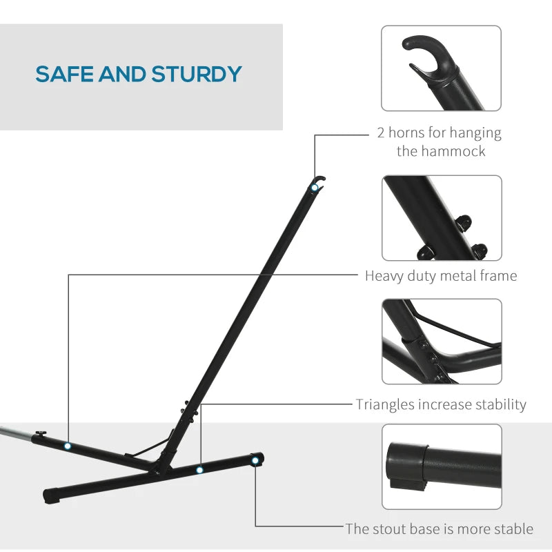 Outsunny 12ft Hammock Stand Adjustable Universal Fit Garden Camping Picnic,Black