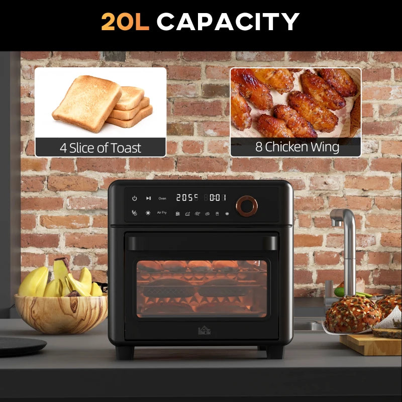 HOMCOM 2 in 1 Air Fryer Oven 13-L Oven Countertop Convection Oven 1200W | Black