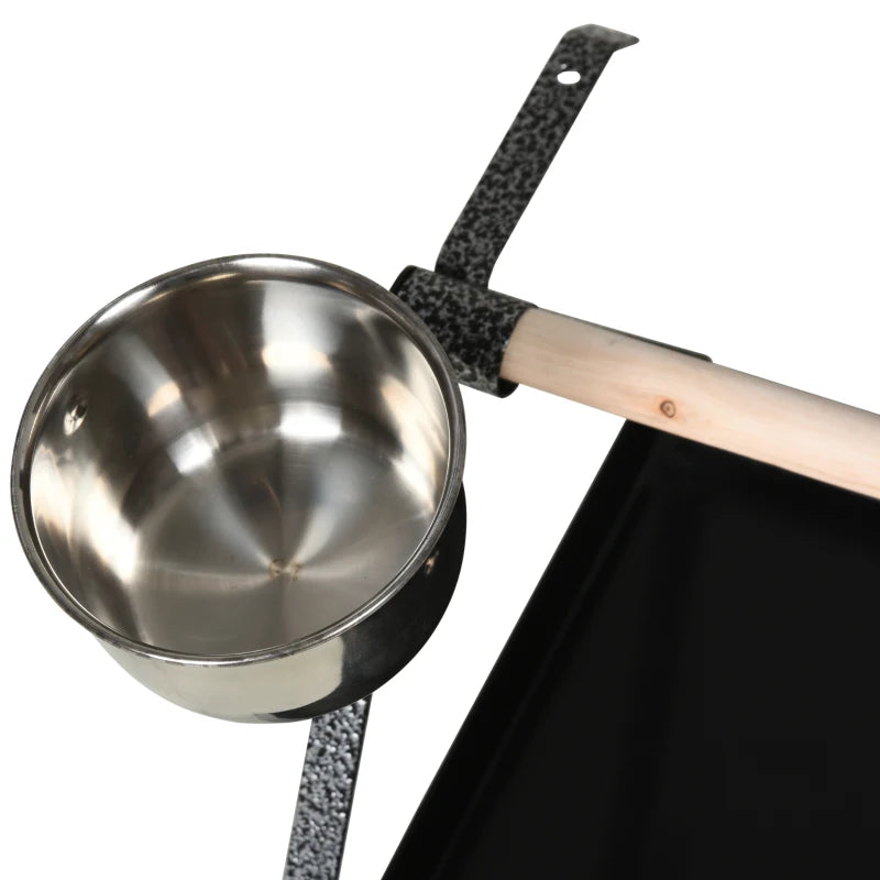 PawHut Portable Bird Stand Resting StainlessSteel Base Perch with Ladder & Bowls