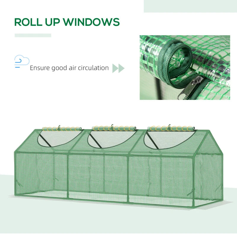 Outsunny Mini Greenhouse Vegetable Planter House Garden w/ Zipped Windows, Clear
