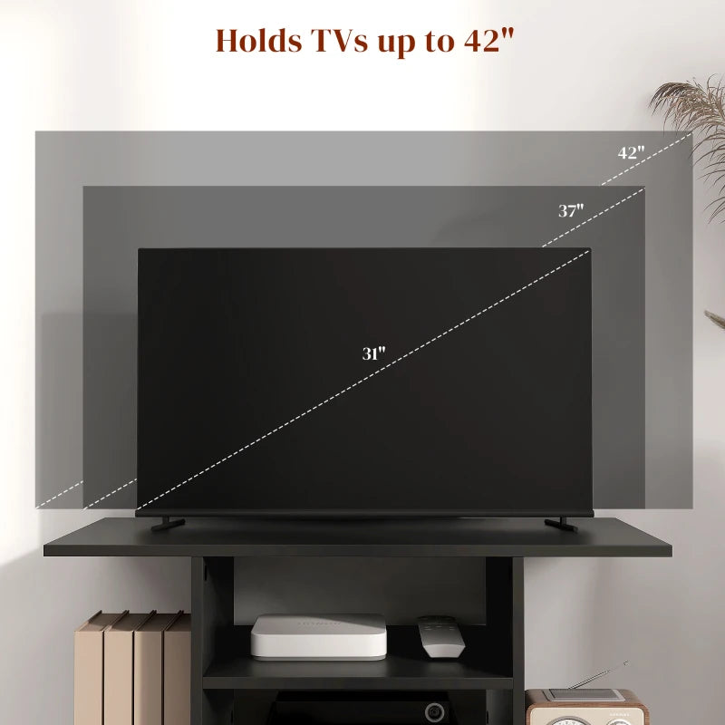 HOMCOM Moveable Modern TV Cabinet Stand Storage Shelves Table Bookshelves Black