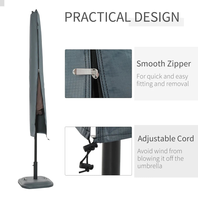 OutSunny Garden Offset Umbrella Parasol Protector Waterproof Cover | Grey 1 Pcs