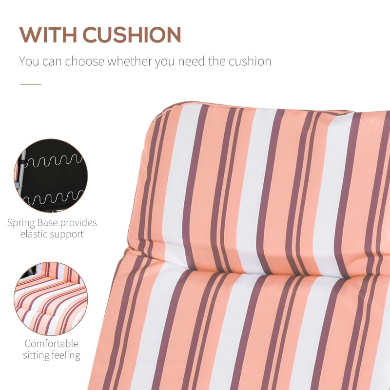 Outsunny Set of 2 Garden Outdoor Cushioned Seat Foldable Recliner Orange&White