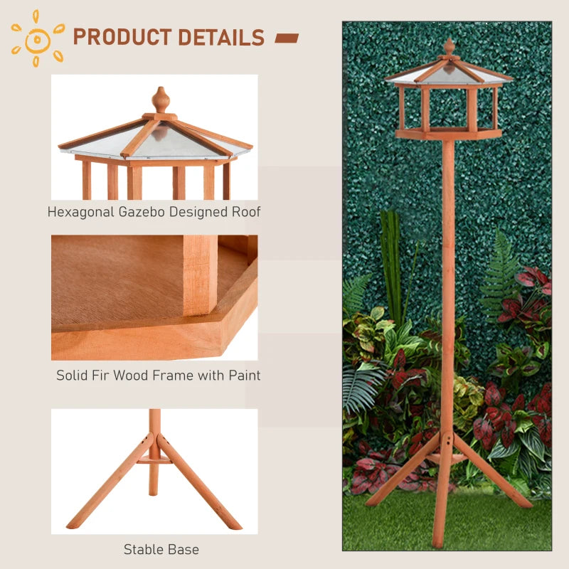 Pawhut Bird Stand Feeder Feeding Station Garden Wood Coop Parrot Nesting Stand
