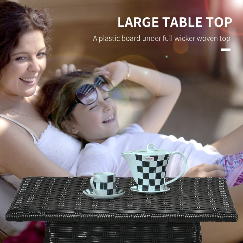 PE Outsunny Rattan Furniture Outdoor Coffee Table , Side Table for Patio , Black