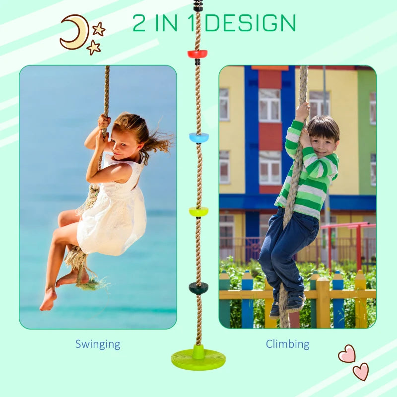 Kid Climbing Rope Disc Swings Set w/ Platforms for Playground HOMCOM, 200 L x 29 W cm