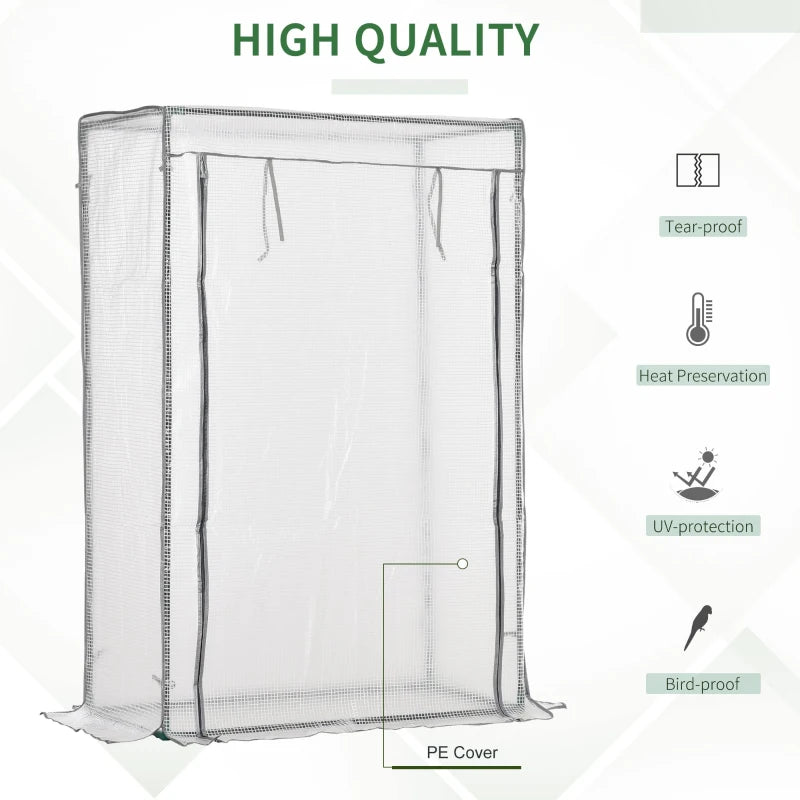 Outsunny Winded Greenhouse w/ Zipper Roll-up Door Outdoor | White 100x50x150 cm