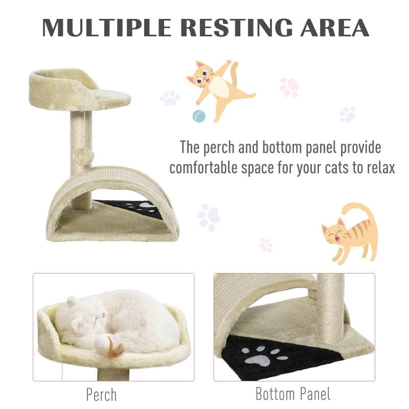 Pawhut Cat Tree Kitten Scratching Scratcher Sisal Home Play Rest Activity Centre