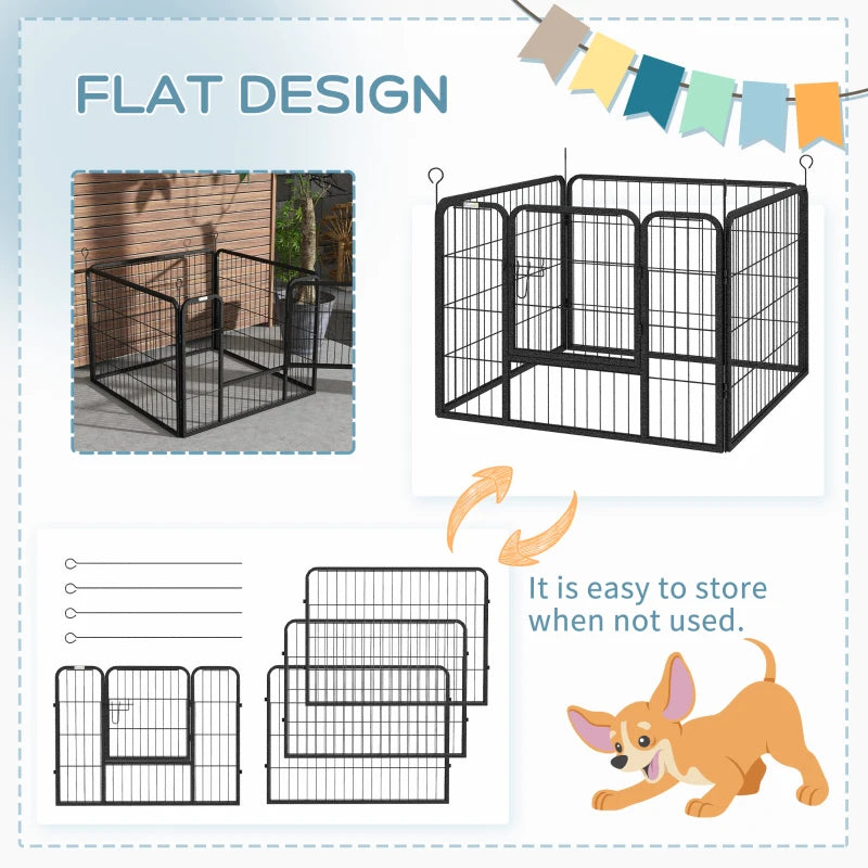 Pawhut 4 Panel Puppy Pen, Foldable Dog Kennel Indoor Outdoor Use 82Lx82Wx60H(cm)