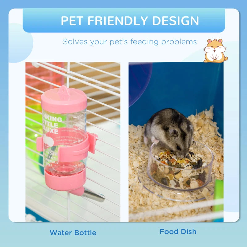 Multi-Activity 5-Level Hamster Cage w/ Tubes,Water Bottle,Exercise Wheel - Blue