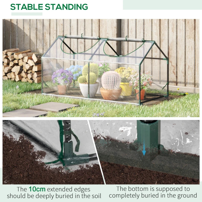 Outsunny PVC Greenhouse Plants Foil Tomato Vegetable House with 2 Windows Clear
