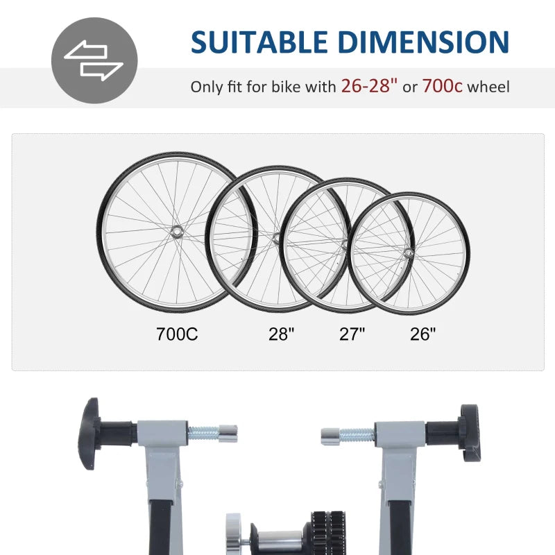Ergonomic Indoor Bicycle Bike Trainer for 26"-28"/ 700C Bike Tyres Homcom, Grey