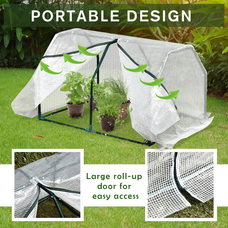Outsunny Mini Cover w/ Steel Frame Greenhouse Grow House | 99x71x60 cm , White