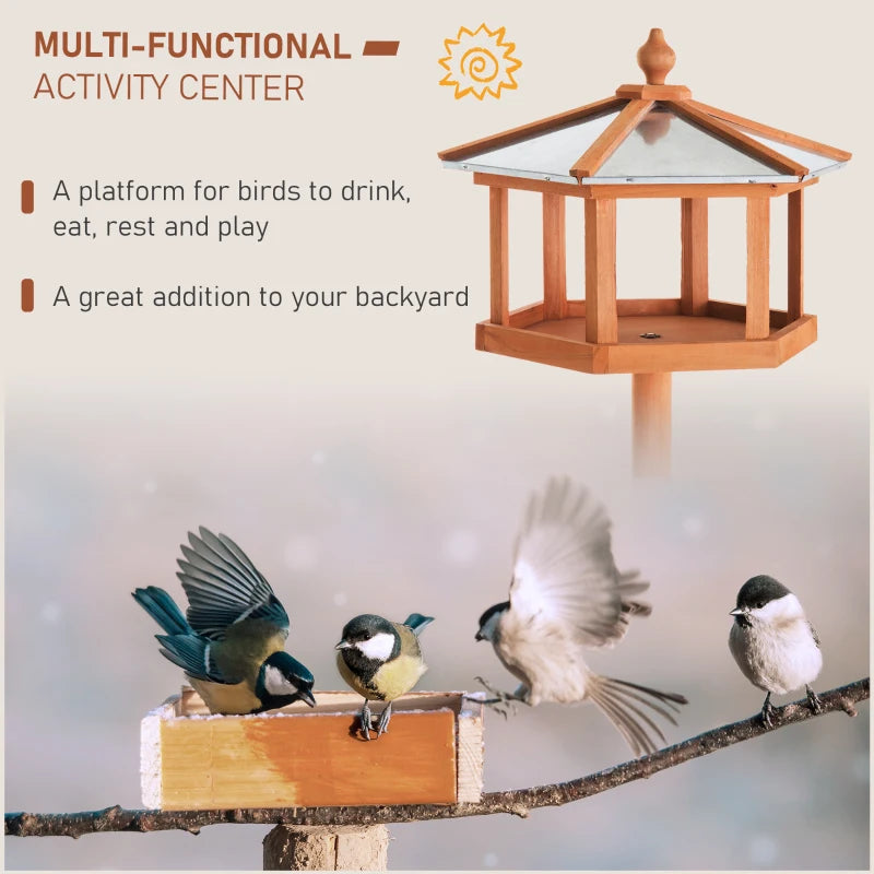 Pawhut Bird Stand Feeder Feeding Station Garden Wood Coop Parrot Nesting Stand