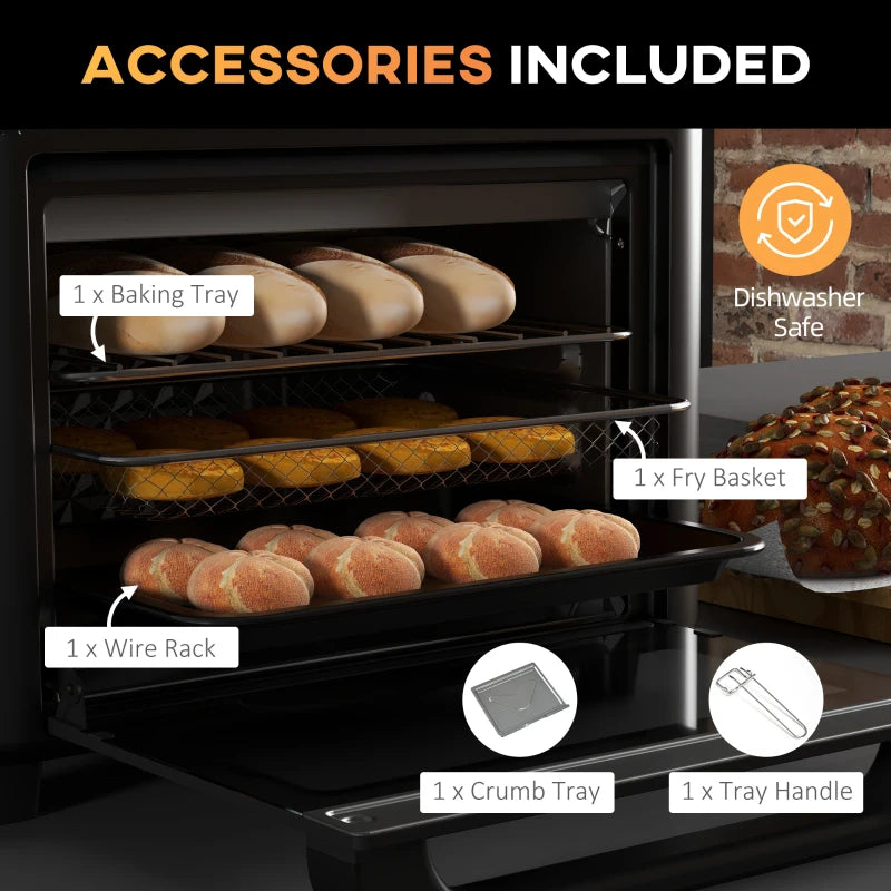 HOMCOM 2 in 1 Air Fryer Oven 13-L Oven Countertop Convection Oven 1200W | Black
