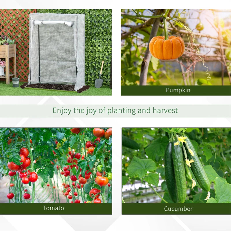 Outsunny Winded Greenhouse w/ Zipper Roll-up Door Outdoor | White 100x50x150 cm
